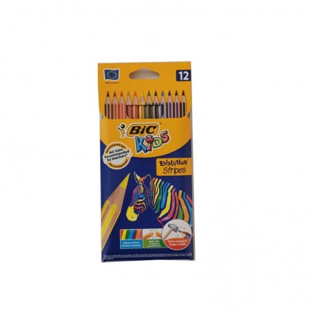 CRAYON COULEUR 12/18 BIC STRIPES