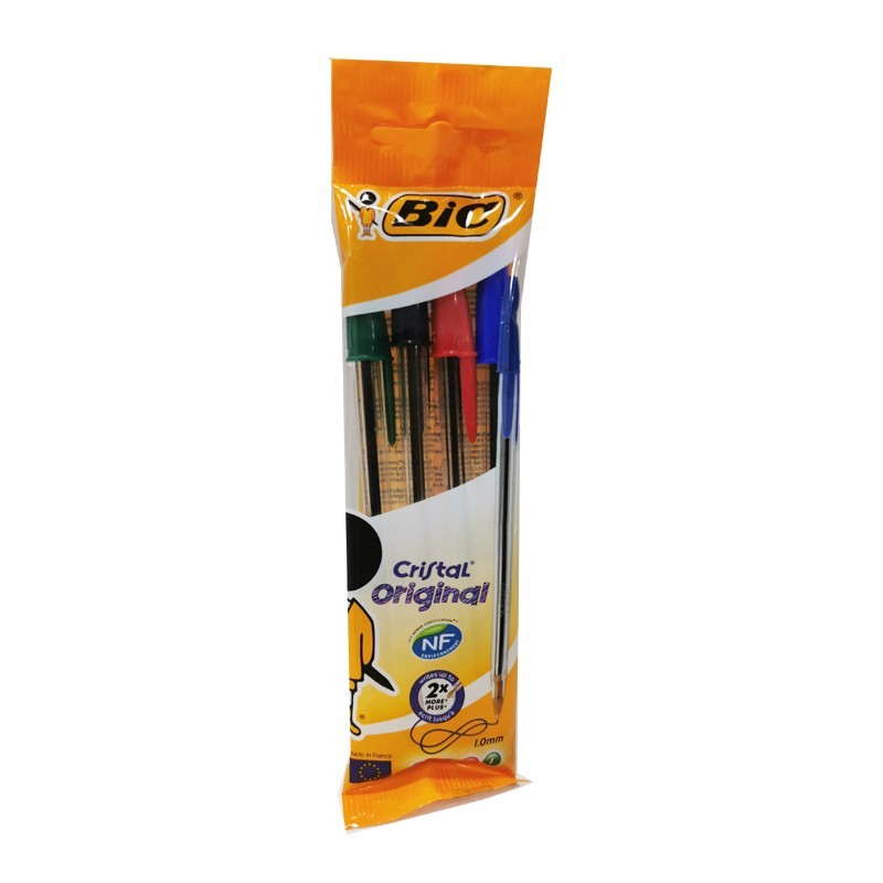 Stylo BIC CRISTAL POCHETTE DE 4